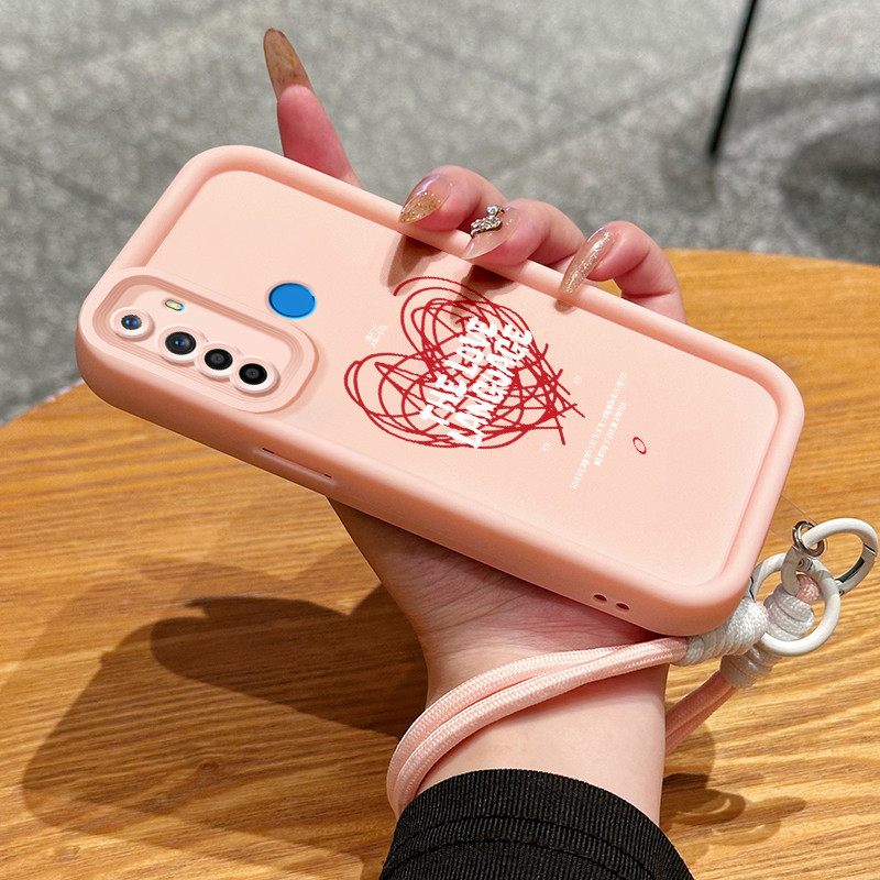 GANTUNNA MERAH ปลอก Hp สําหรับ Realme 5 5i 5s 6i C3 C3i Narzo 10 10A 20A ปลอกปลอกลายหัวใจสีแดง Tiany