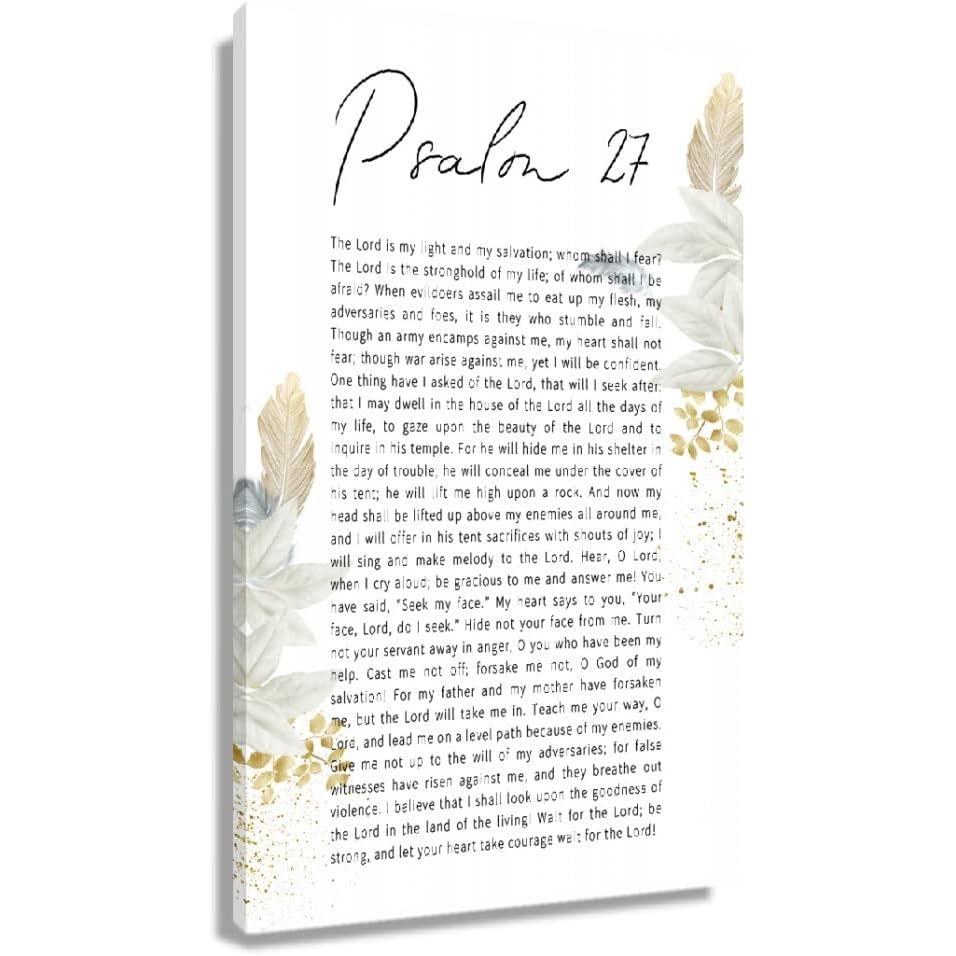 Psalm 27 โปสเตอร์ Bible Verse คําคม Wall Art Christian Scripture ผนังตกแต่งผ้าใบภาพวาดสําหรับห้องน้ํ