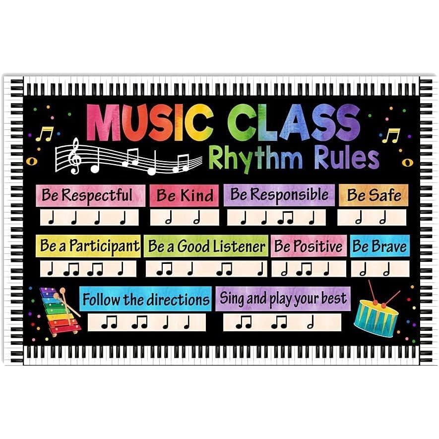 เพลงห้องเรียนโปสเตอร์เพลง Class Rhythm Rules ผ้าใบพิมพ์ภาพวาด Wall Art Clinic Frameless โปสเตอร์ Wal
