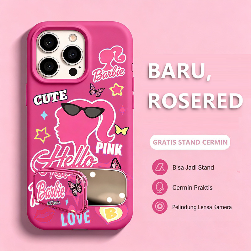 HP Barbie Y2K สติกเกอร์กระจกสไตล์ขาตั้งโทรศัพท์ซิลิโคนเหลว Samsung A27 A57 A37 A17 A07 5G A35 A56 A1