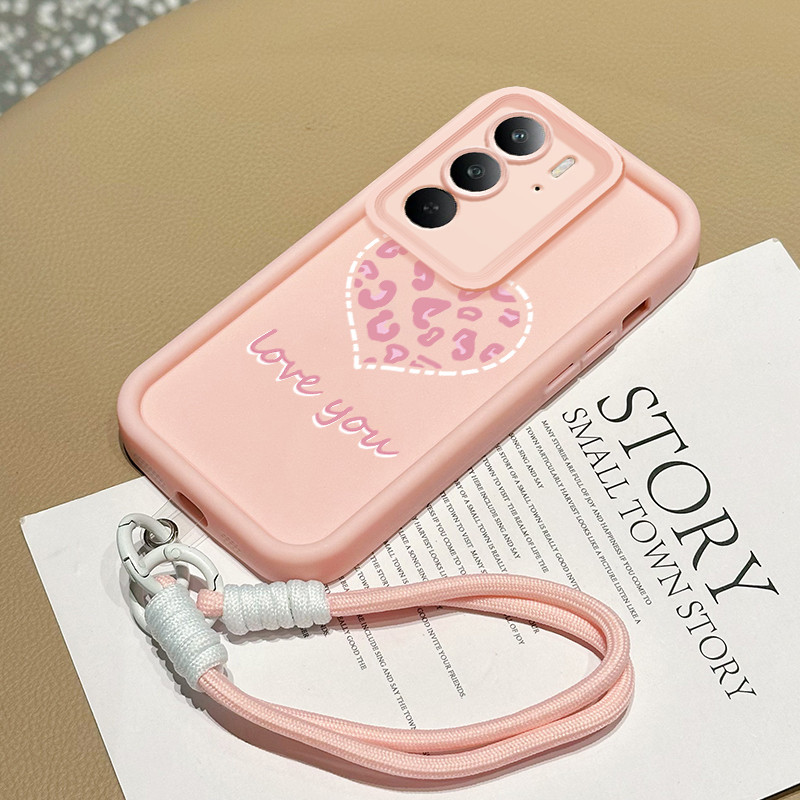 HP เคสโทรศัพท์สําหรับ Realme C75 4G C75 5G C71 4G 14X 5G C73 5G กรณีสีชมพูเสือดาวหัวใจ Motif เคสซิลิ