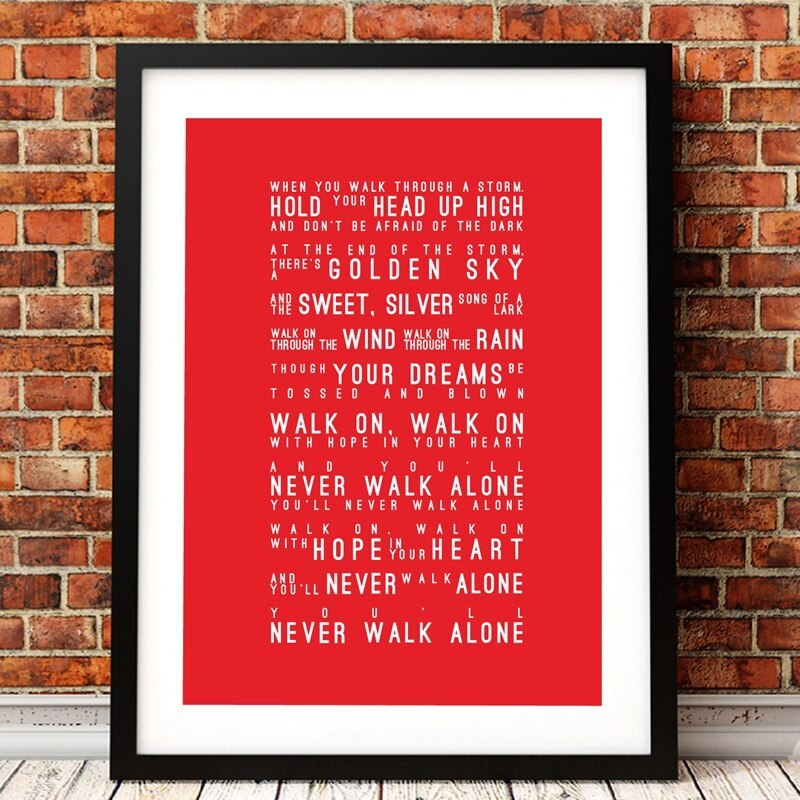 You&#ll Never Walk Alone Lyrics Canvas Art Print Poster Liverpool Football Club Canvas Nordic Style