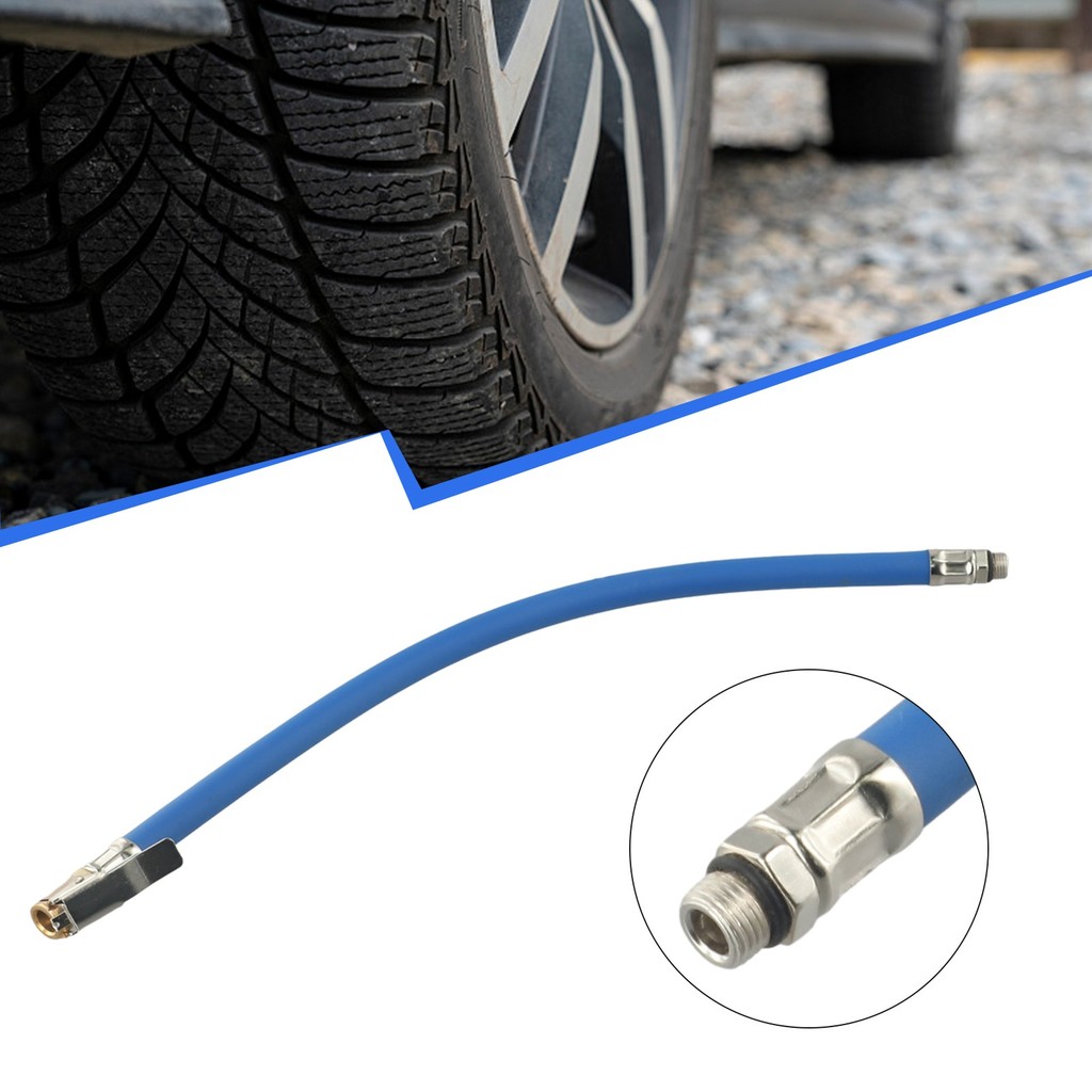Air Tyre Inflator Pressure Car Auto Tyre Hose Pump Gauge Hose Connector ยืดหยุ่น