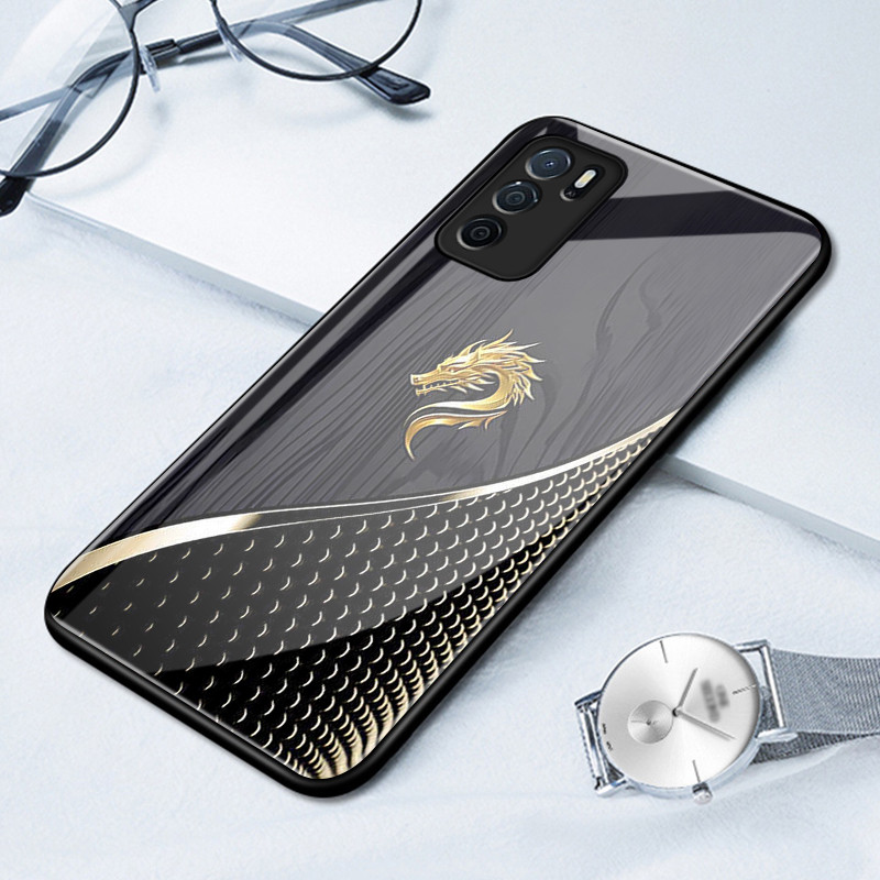 เคสสำหรับ OPPO A16 A16s A54s เคสโทรศัพท์มังกรเปลือกแก้วกันกระแทก