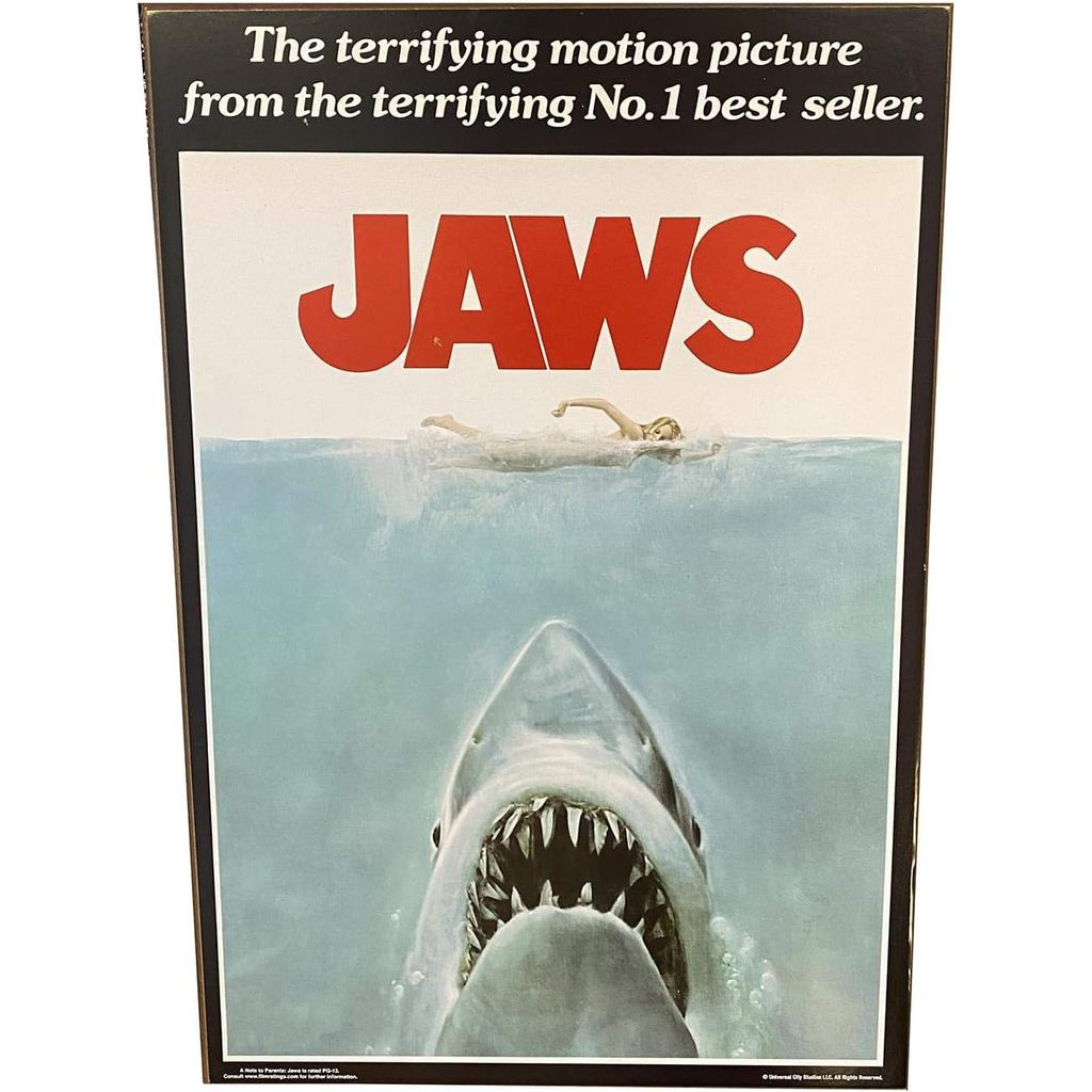 Jaws Movie Poster Wood Wall Decor, 13 in. x 19 นิ้ว, หลากสี