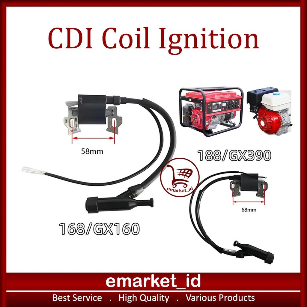 MESIN EM CDI COIL จุดระเบิด GX160 GX390 AJ44 / 168 Genset เครื่องยนต์ COIL 188 Assy / ไดรฟ์เครื่องยน