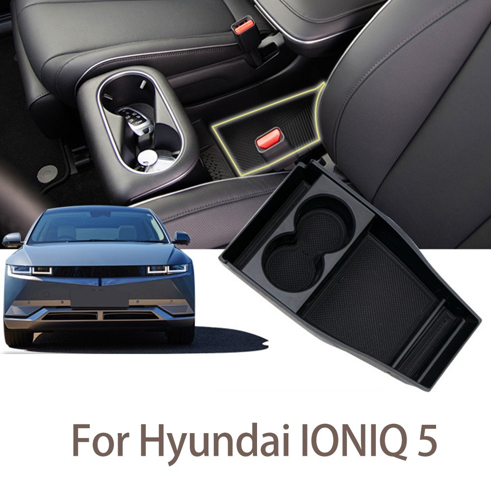 ABS สีดําคอนโซลกลางกล่องเก็บถาดสําหรับ Hyundai IONIQ 5 2021+