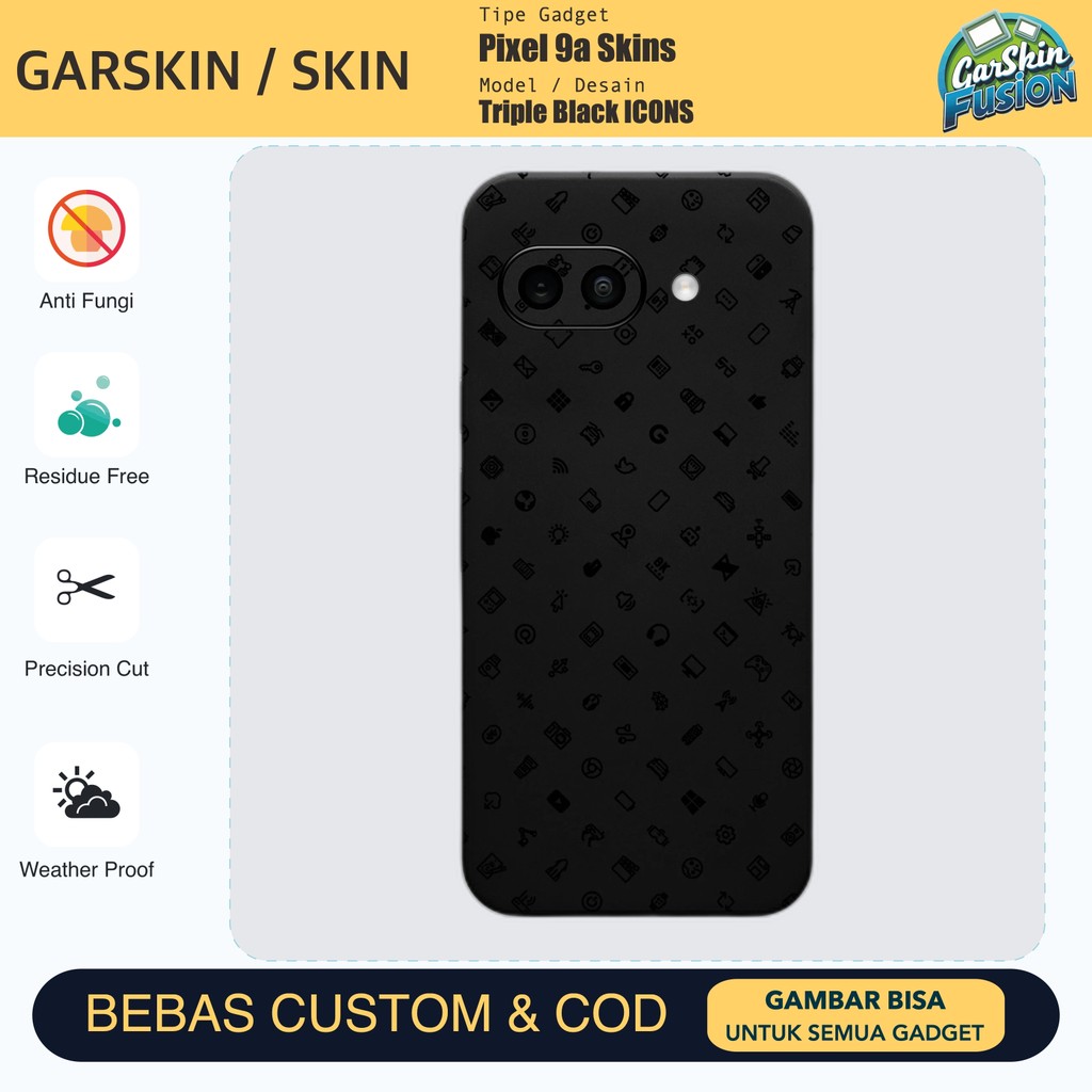 Skin Vinyl Pixel 9a Triple Black ICONS Anti Scratch Protector Case | โดยฟิวชั่น | รหัส - OAA1