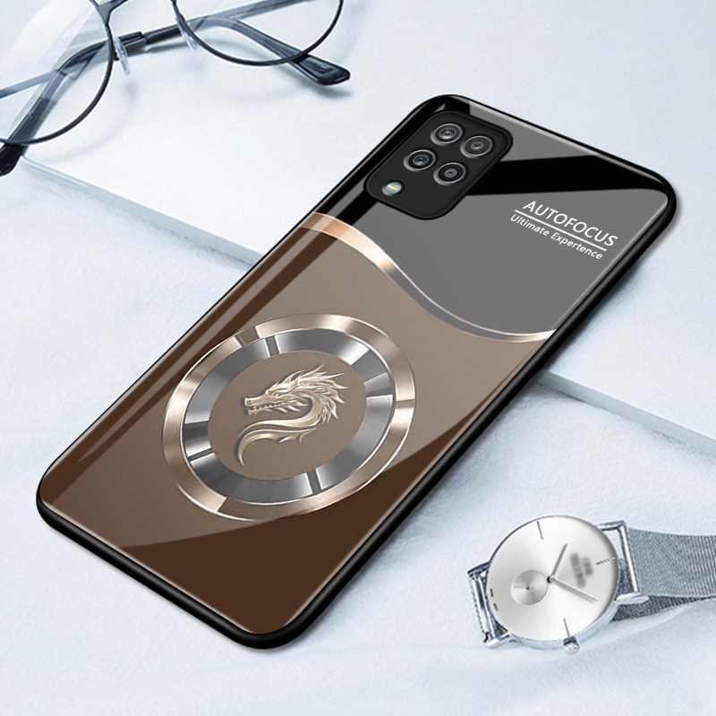 เคสสำหรับ Samsung A12 4G A12 5G M12 F12 เคสโทรศัพท์มังกรเปลือกแก้วกันกระแทก
