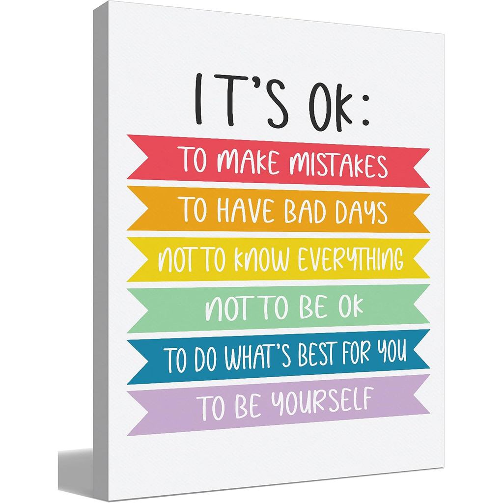 Its Ok ไม่ถึง Ok Positive Afirmations ผ้าใบ Wall Art พิมพ์ตกแต่งสําหรับห้องเรียนหน้าแรก Nursery Scho