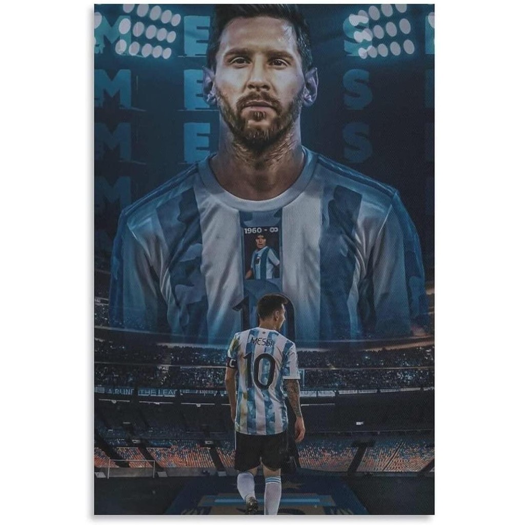 Mofanmi Art_ Iconic Football Stars Cristiano Ronaldo & Lionel Messi Canvas Poster - Unframed Wall De
