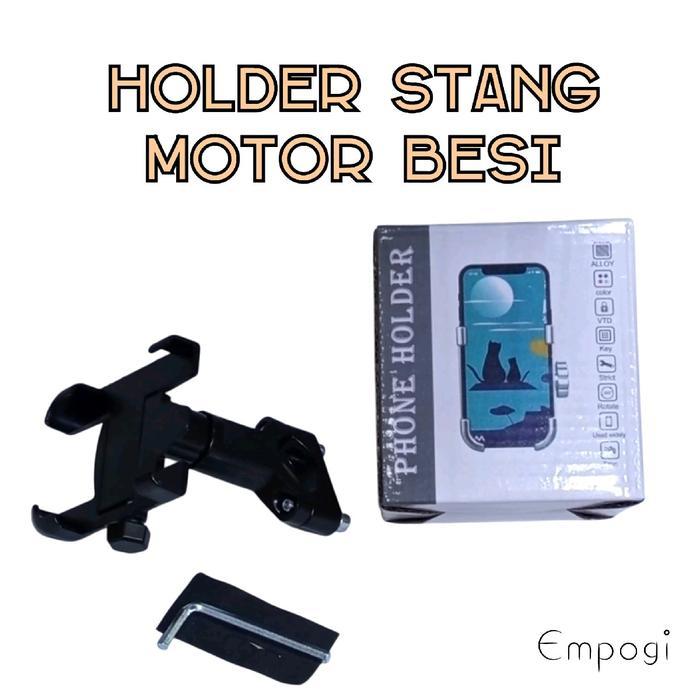 [GET 5 ชิ้น] MOTORCYCLE HANDLEBAR IRON HOLDER HP HOLDER สําหรับ MOTORCYCLE BLACK IRON HOLDER