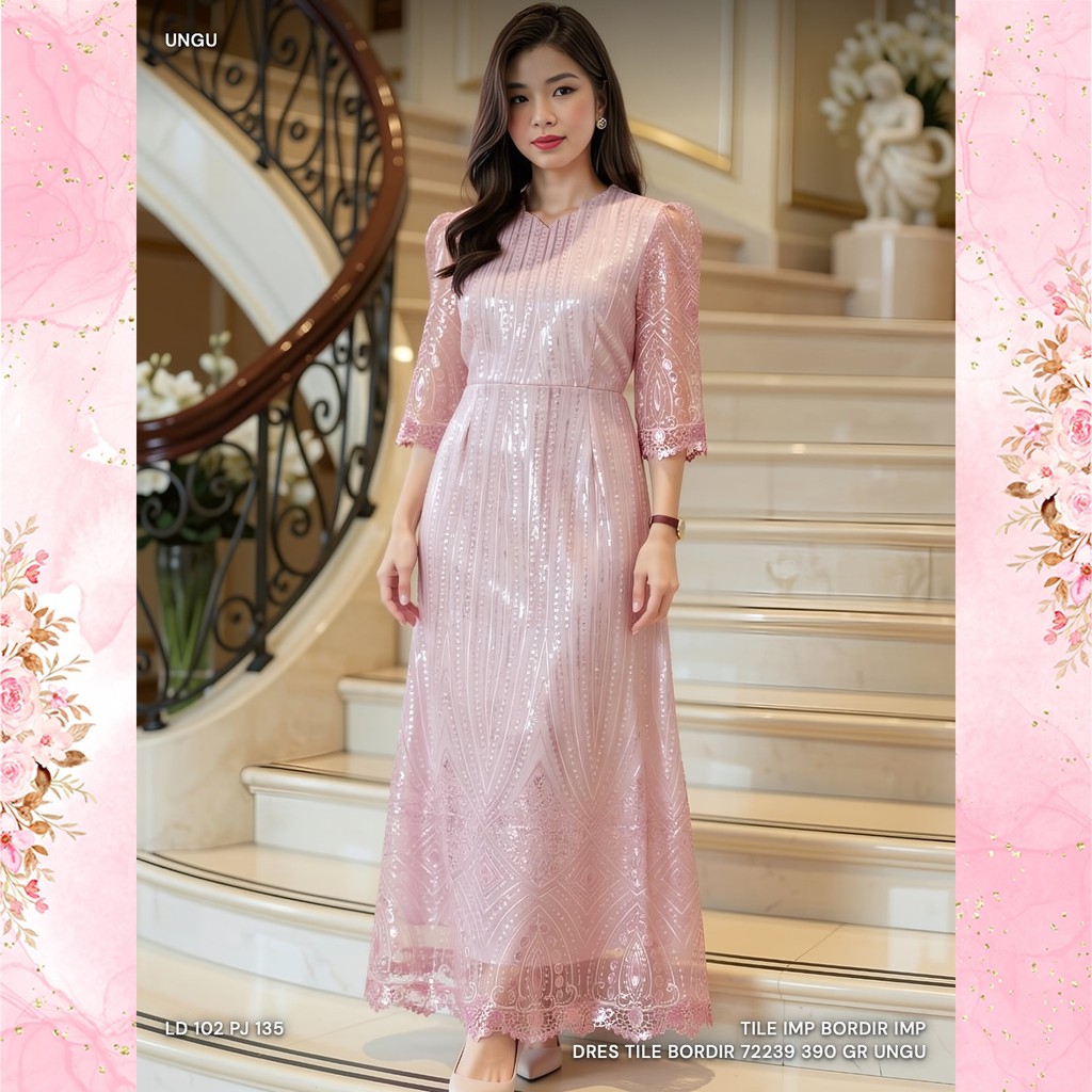 EMBROIDERED TILE DRESS 72239 390 GR Direct Order