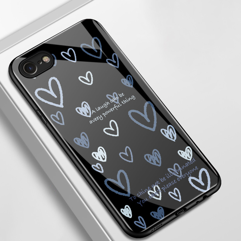 HP เคสโทรศัพท์สําหรับ iPhone 7 Plus 8 Plus X Xs Max Xr กรณี Coret-core หัวใจสีฟ้า Hardcase Anti-Mans
