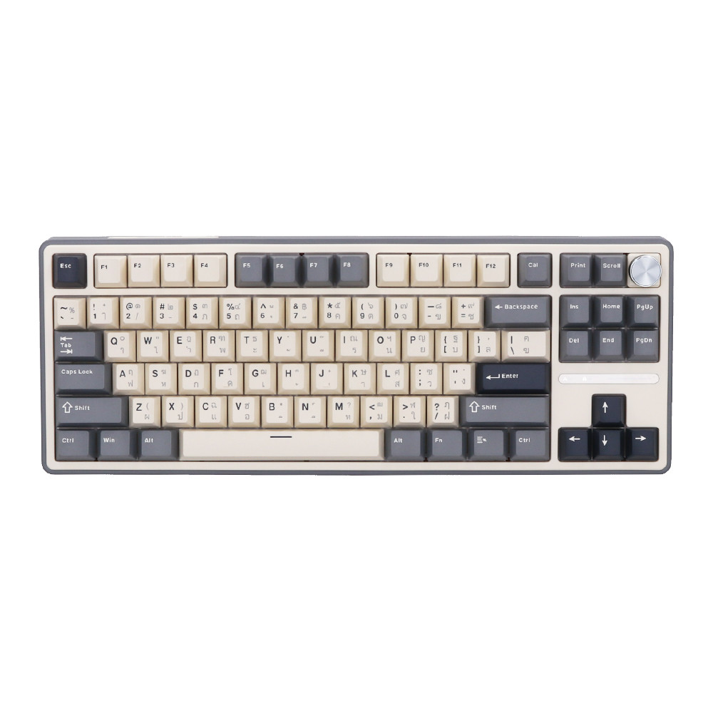 KEYBOARD (คีย์บอร์ด) ROYAL KLUDGE RK R87PRO (QMK/VIA) (HALF GRAY) (CREAMY SWITCH RGB EN/TH) |