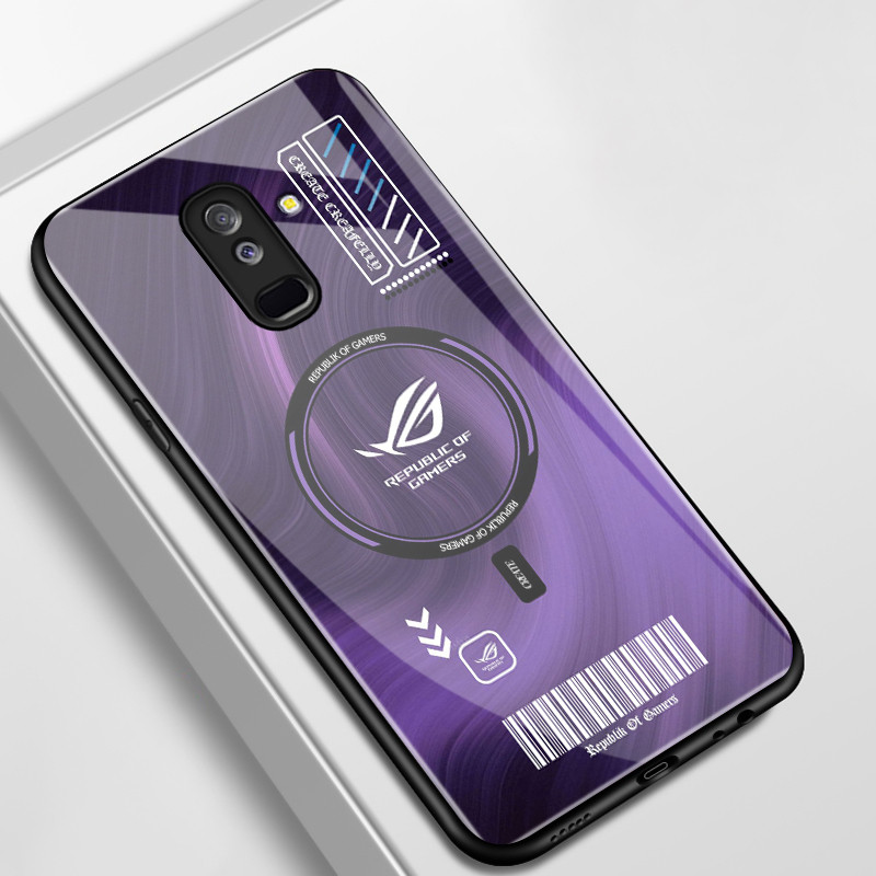 เคสสำหรับ Samsung A6+ 2018 J8 2018 J7 pro J6 Plus 2018 J6 Prime เคสโทรศัพท์สัญลักษณ์เปลือกแก้วกันกระแทก