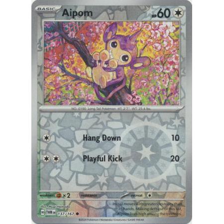 การ์ดโปเกมอน Aipom - 137/167 - Common Reverse Holo