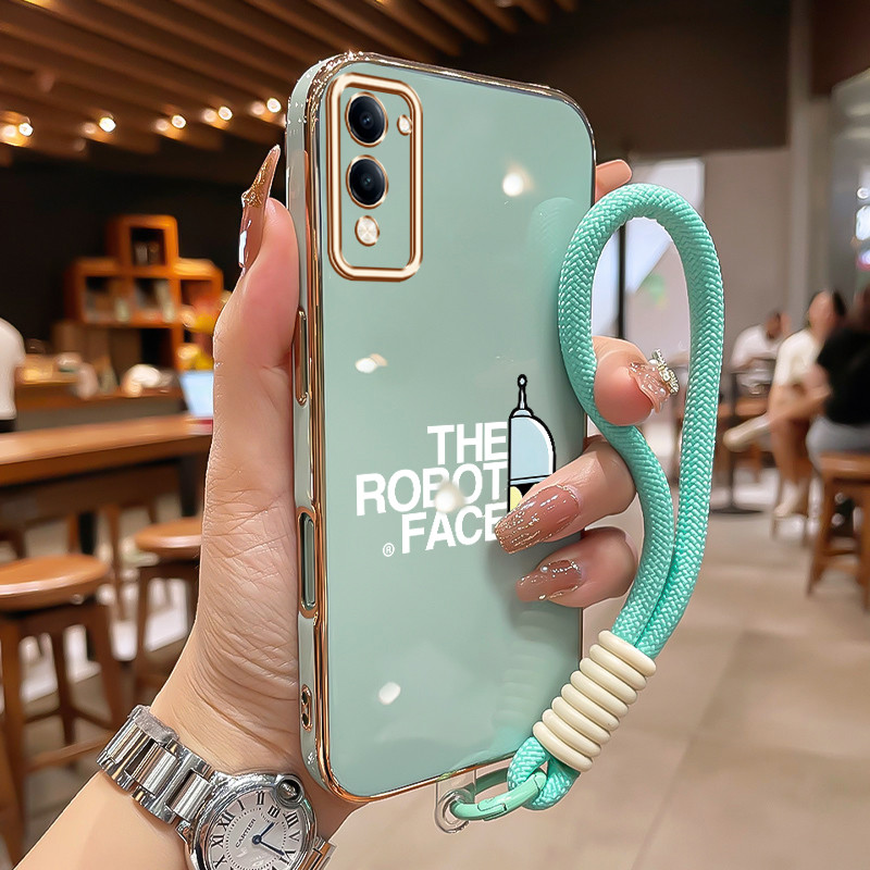 HP เคสโทรศัพท์สําหรับ VIVO Y04 Y29s 5G Y19 5G T4 Lite 5G กรณีแฟชั่นหุ่นยนต์ข้อความกรณีตะขอสายคล้อง C