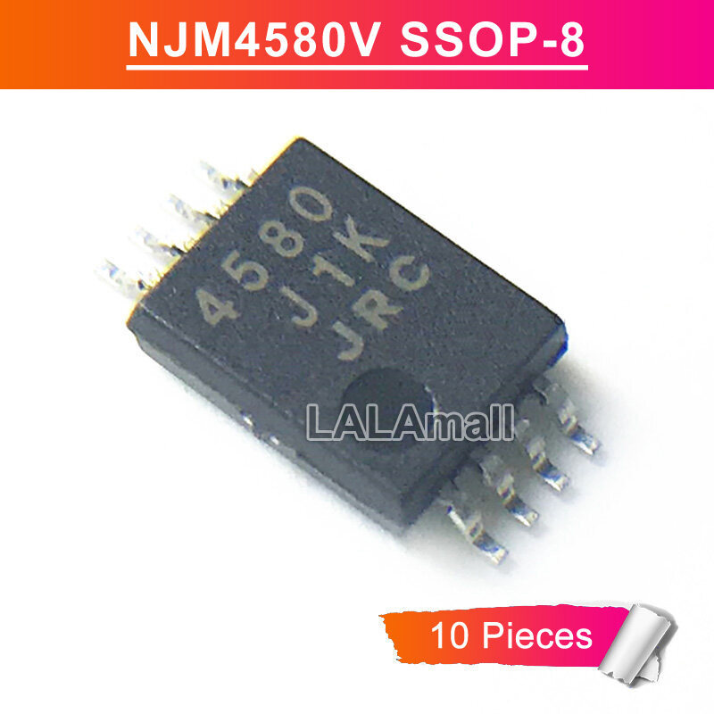 10pcs NJM4580V SSOP-8 JRC 4580 JRC4580 4580V SSOP8 SMD Dual Operational เครื่องขยายเสียงชิป IC ใหม่เ