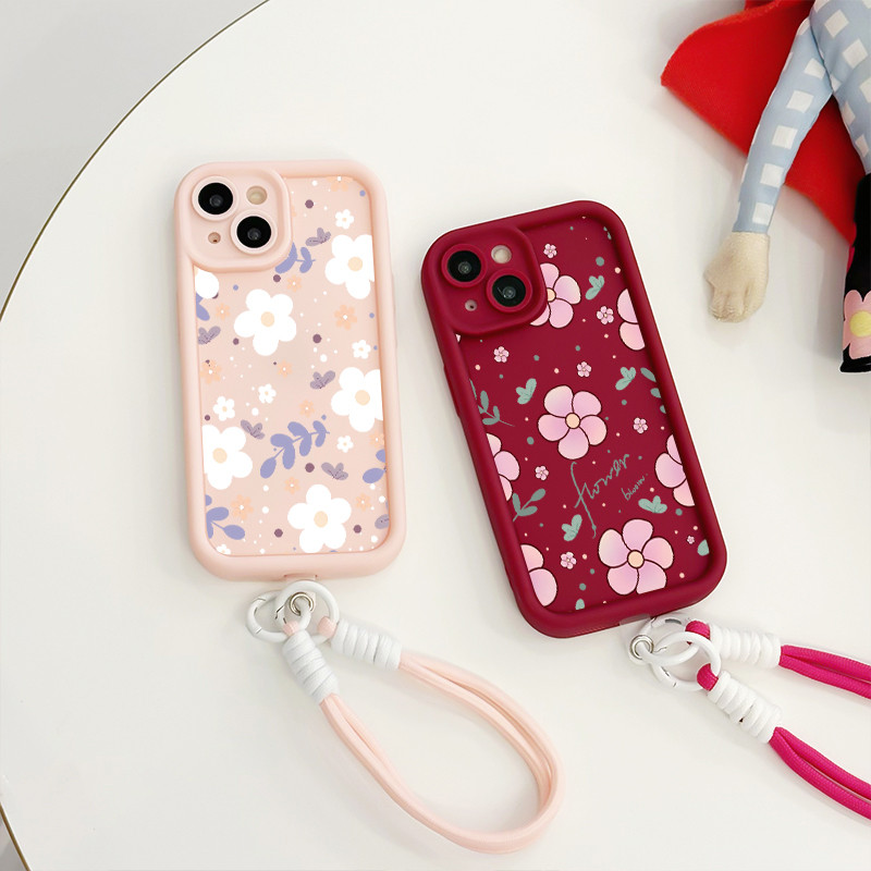 เคสสำหรับ VIVO Y75 Y55 5G Y55s Y33s Y33e Y30 5G Y52T T1 5G เคสโทรศัพท์ดอกไม้สายคล้องสามสีซิลิโคนกันกระแทก ราคา ถูกที่สุด ดีลบีเคเค แกลเลอรีภาพที่ 5