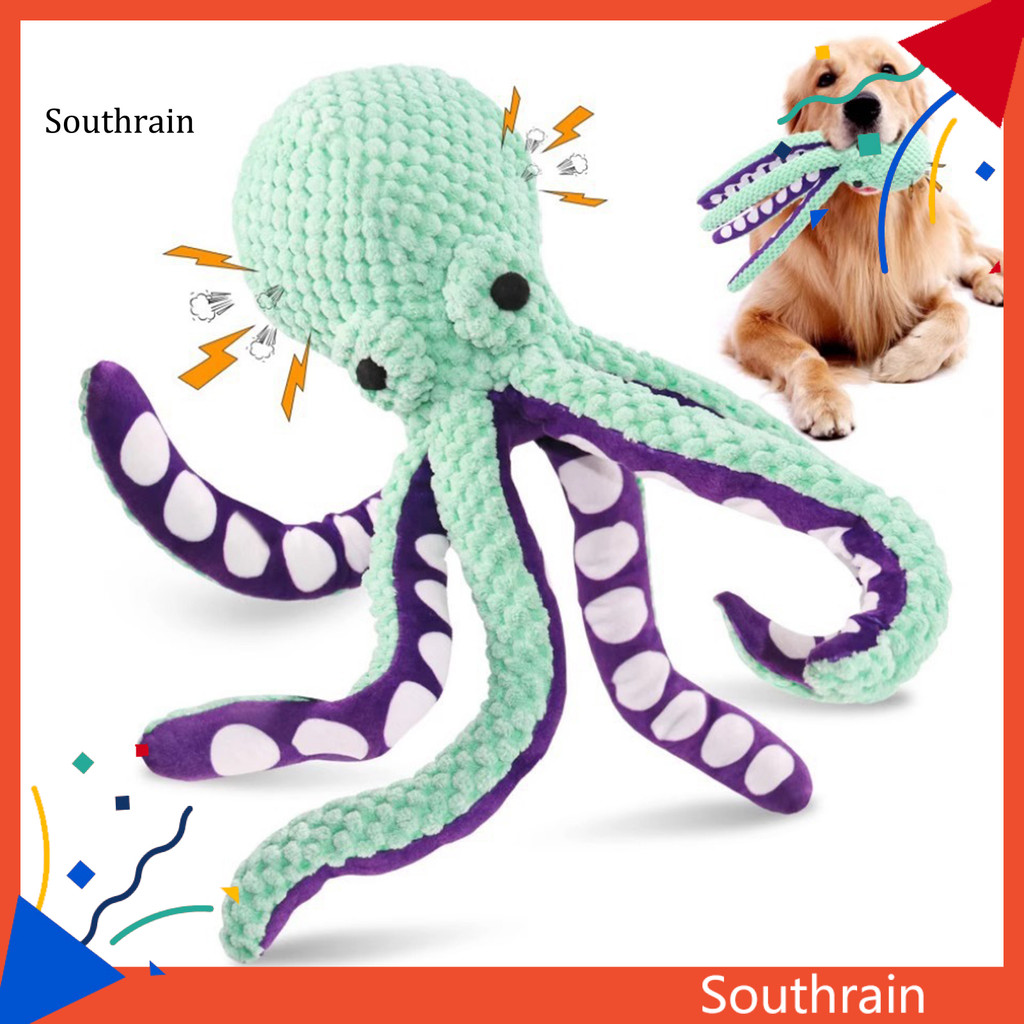 Octopus Dog Chew Toy Squeaky Plush Pet Toy Soft Octopus Tug Toy for Heavy Chewers Small Medium Dogs 