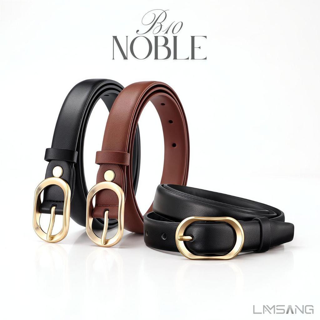 LAMSANG B10 Noble Belt เข็มขัดหนัง​ PU ขนาด 2.4x105 cm.