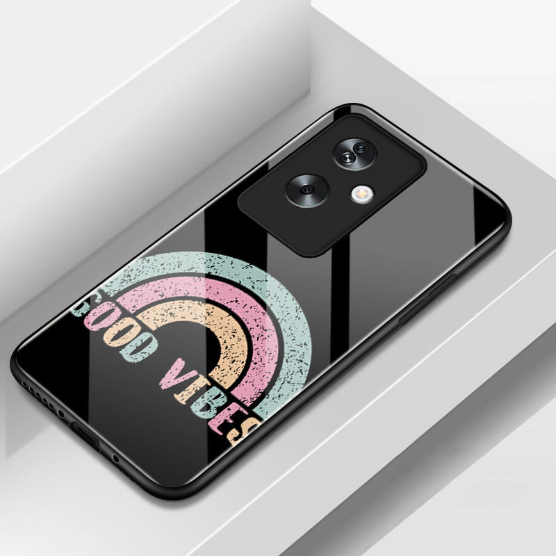 เคสสำหรับ OPPO A79 5G A2 5G เคสโทรศัพท์แก้วปีกรุ้งป้องกันการตกช็อตเต็ม