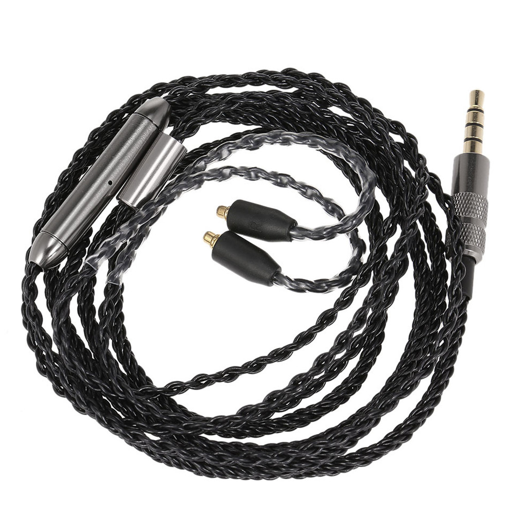 สายหูฟัง MMCX 3.5mmDIY Plug-In สาย 8-Strand DIY ปรับระดับเสียงสามารถตัดเพลงสามปุ่มพร้อมไมโครโฟนเหมาะ