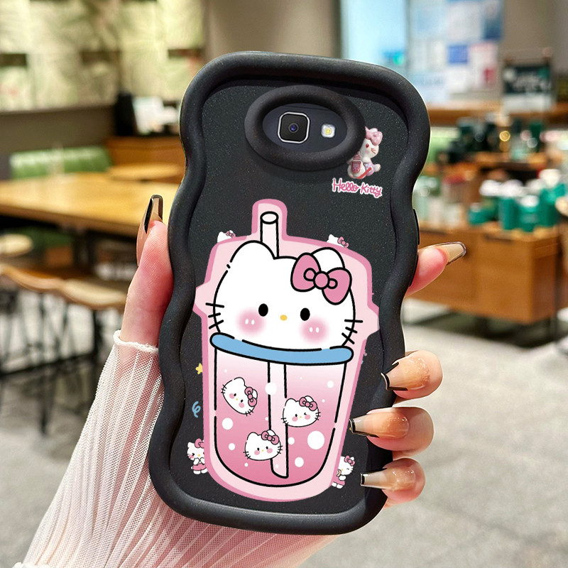 เคสสําหรับ Samsung J7 Prime Case Cat Drink Pattern Case HP Cesing Soft Case Macaron Case Silicone So