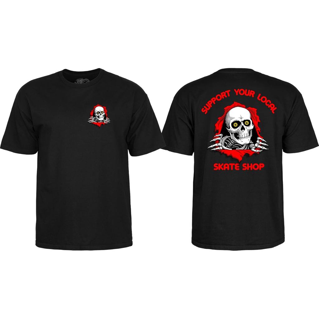 เสื้อยืดผ้าฝ้ายผู้ชาย Powell Peralta Support Your Local Skate Shop Ripper T-Shirts ผ้าฝ้ายคุณภาพสูงแ
