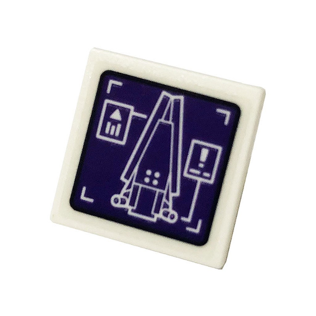 Brick2cube Part - Road Sign 2 x 2 Square with Open O Clip with Monitor with Wakanda Tower Pattern (S