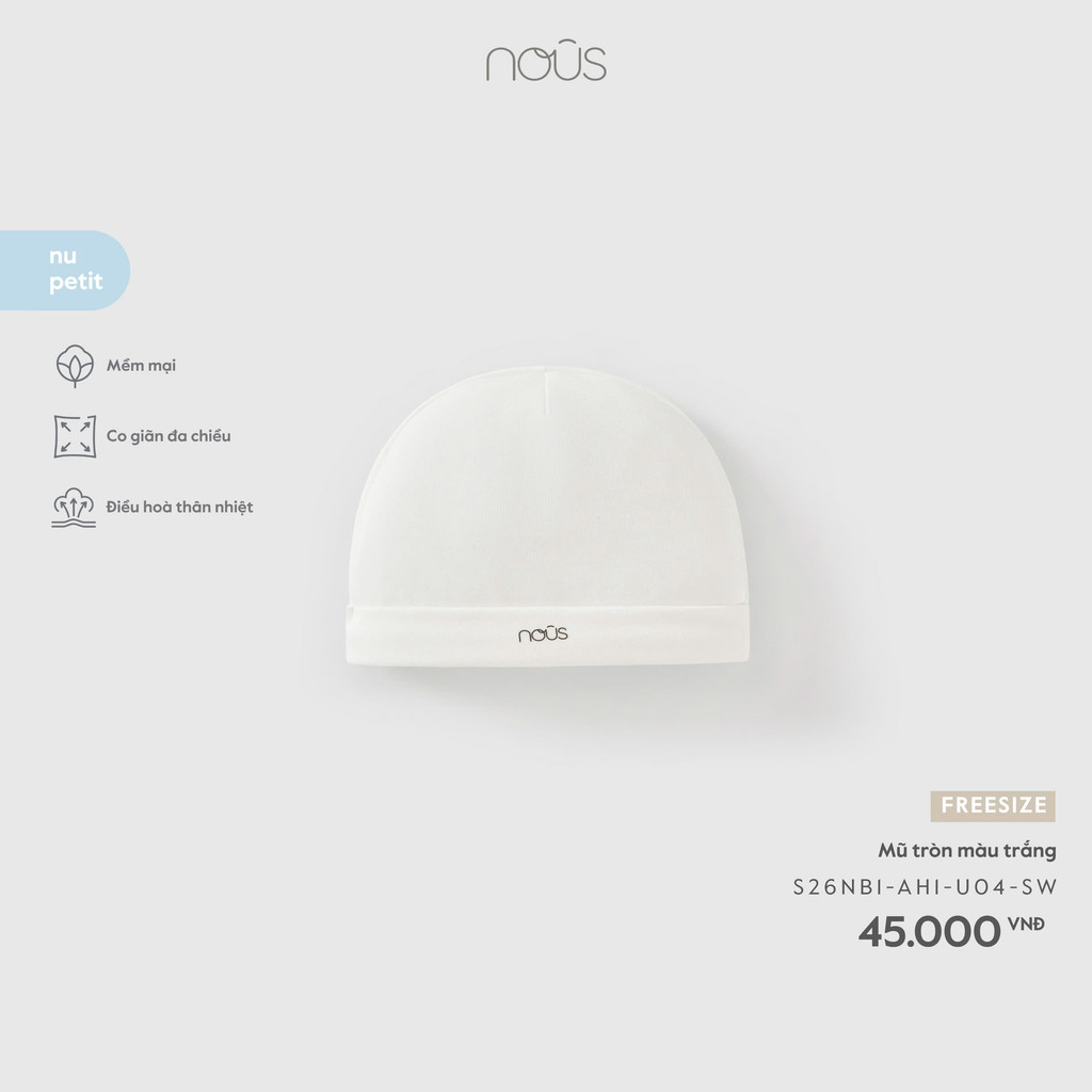 (FS) NOUS - หมวกทรงกลมสีขาว (รหัส S26NB1-AH1-U04-SW) - SS26.T7A ( ZZ ) - ZZ