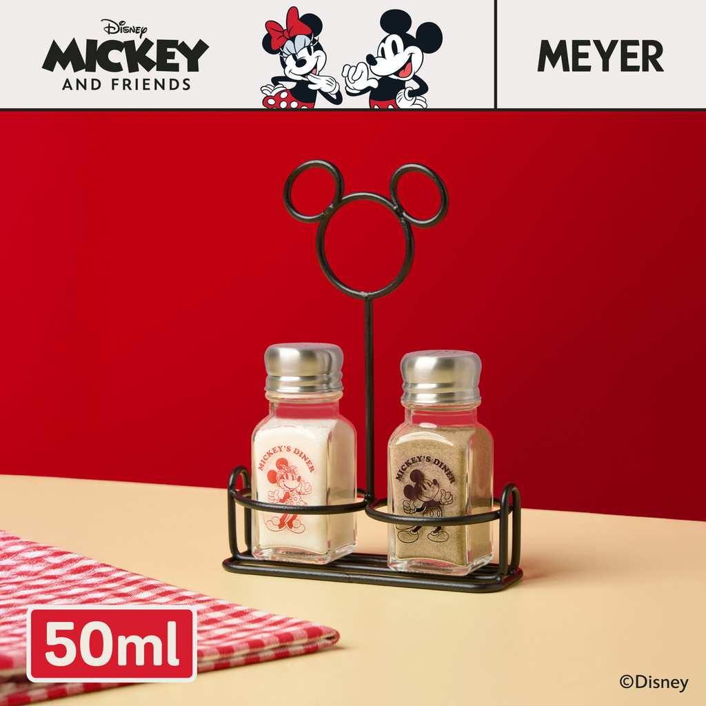 DISNEY MICKEY & Friends diner ชุดเซ็ตขวดเกลือและพริกไทย พร้อมขาวาง Disney Mickey Diner 50 มล. [49336-C]