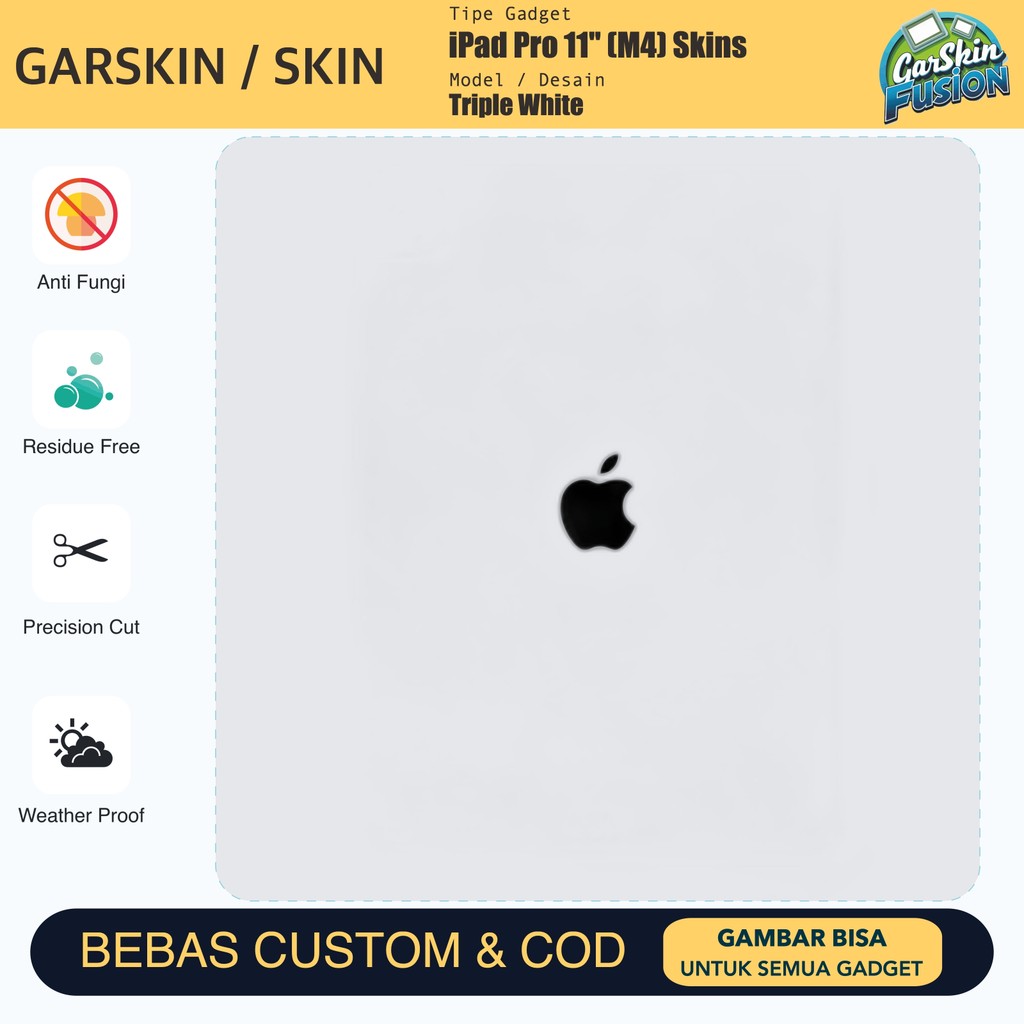 IPad Pro 11 นิ้ว Vinyl Skin (M4) Triple White Anti Scratch Protector Case | โดยฟิวชั่น | รหัส - LSM0