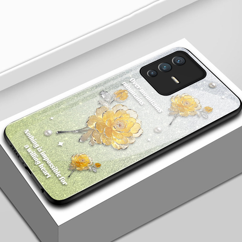 เคสสำหรับ VIVO V23 5G V23i 5G V23E 4G V23E 5G Y75 เคสโทรศัพท์ดอกไม้เปลือกแก้วกันกระแทก