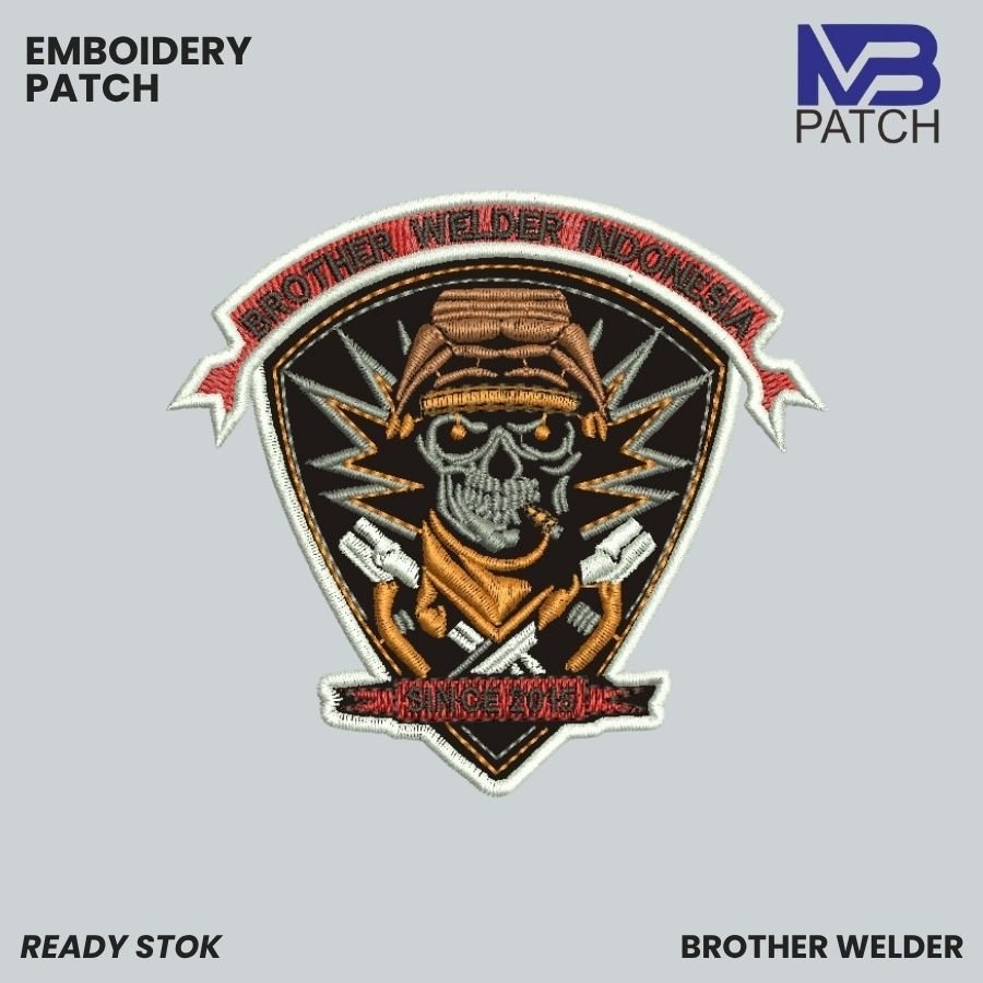 BROTHER WELDER INDONESIA SINCE 2015 SKULL EMBROIDERY LOGO PATCH - MB-369