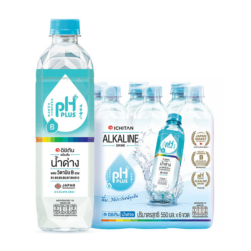 อิชิตัน เครื่องดื่มน้ำด่างผสมวิตามินบี 550 มล. x 6 , ICHITAN Vitamin Water 550 ml x 6