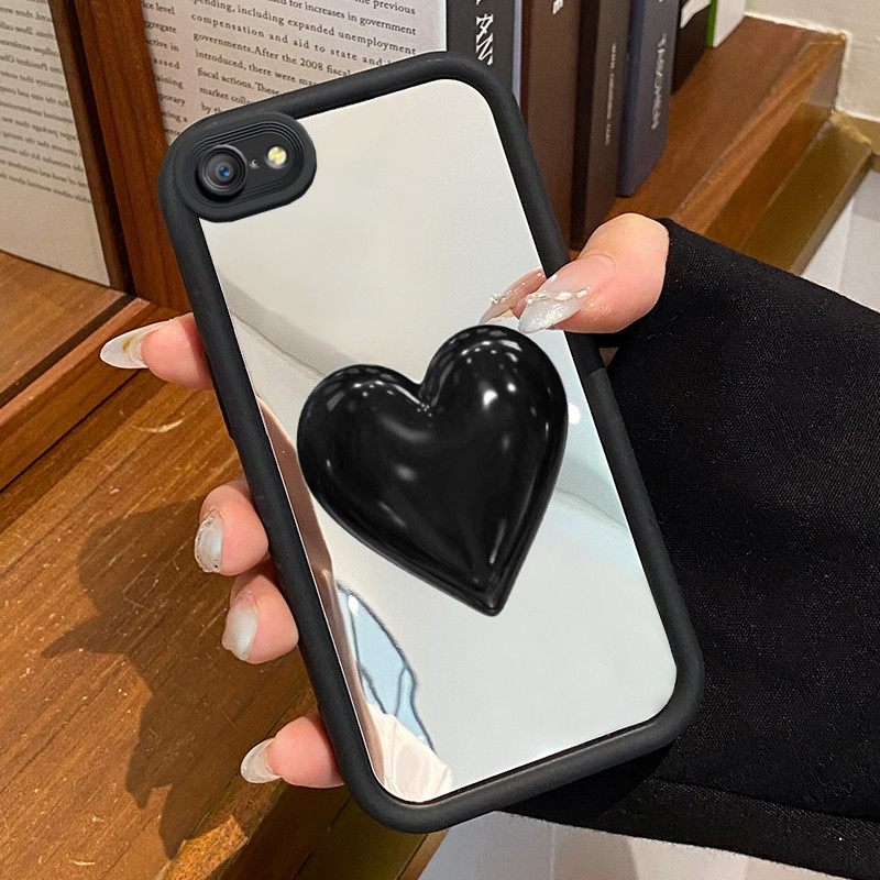 OPPO A39 A57 A57T A83 เคส Black Love Casing HP Pattern Mirror Case Cesing Silicone Softcase