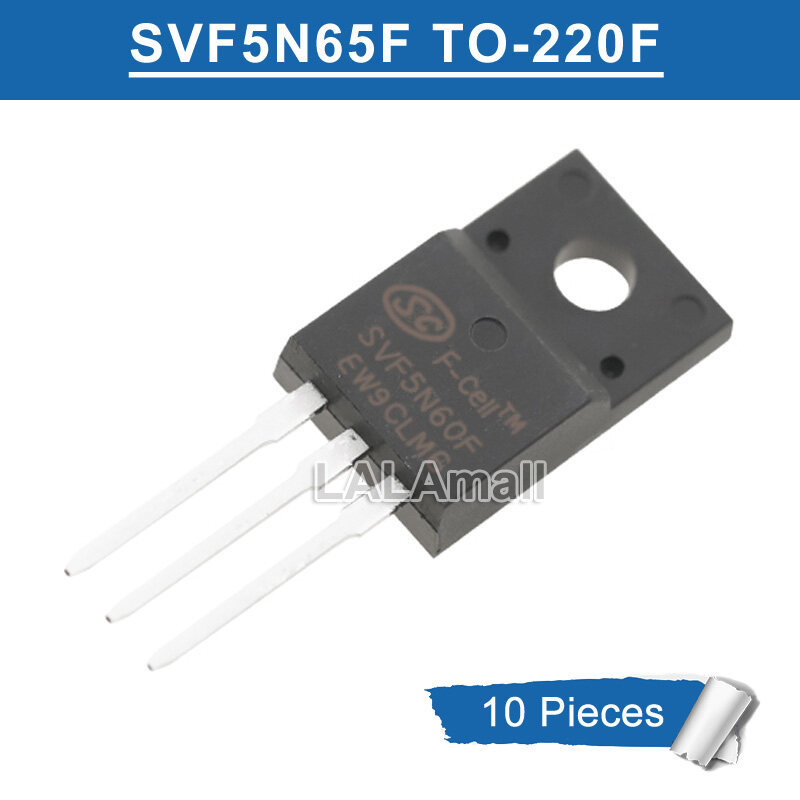 10pcs SVF5N60F TO-220F SVF 5N60F TO220F N-Channel 5A/600V MOSFET ทรานซิสเตอร์ใหม่ IC