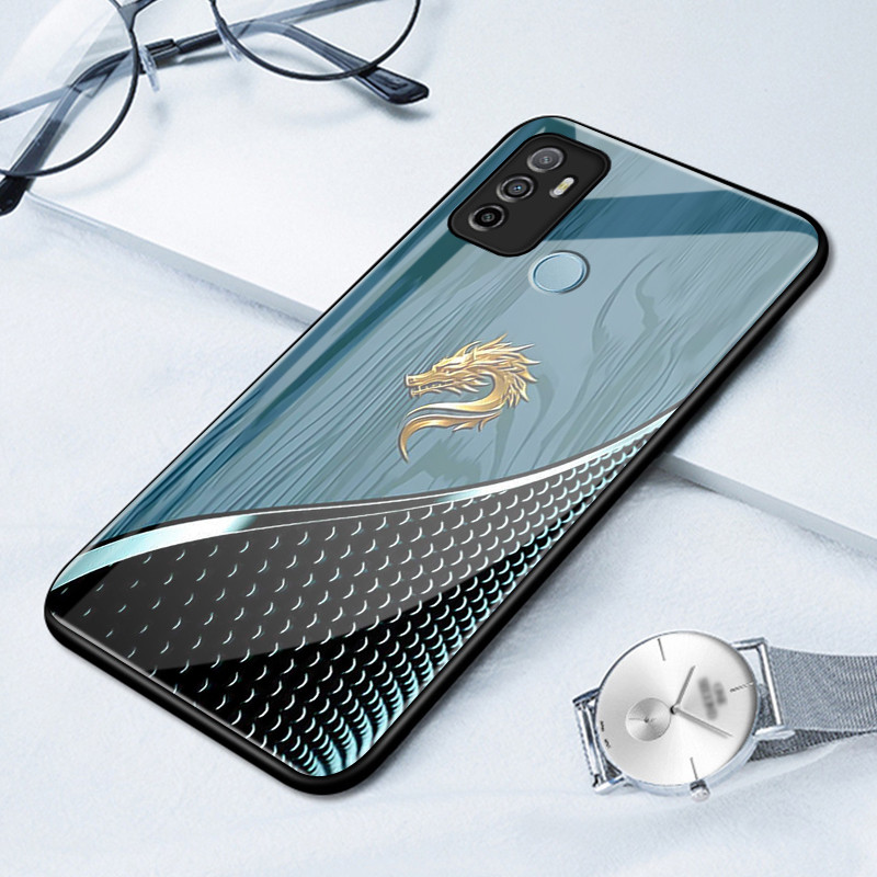 เคสสำหรับ OPPO A53 2020 A33 2020 A32 A53s A11s เคสโทรศัพท์มังกรเปลือกแก้วกันกระแทก