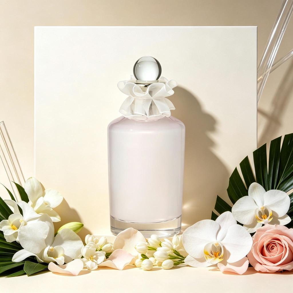 โรแมนติก Delicate Rose Floral Women Eau De Parfum ขวดแก้วน้ํานมพร้อมคอผ้าเร้าใจสําหรับสวมใส่ทุกวันที