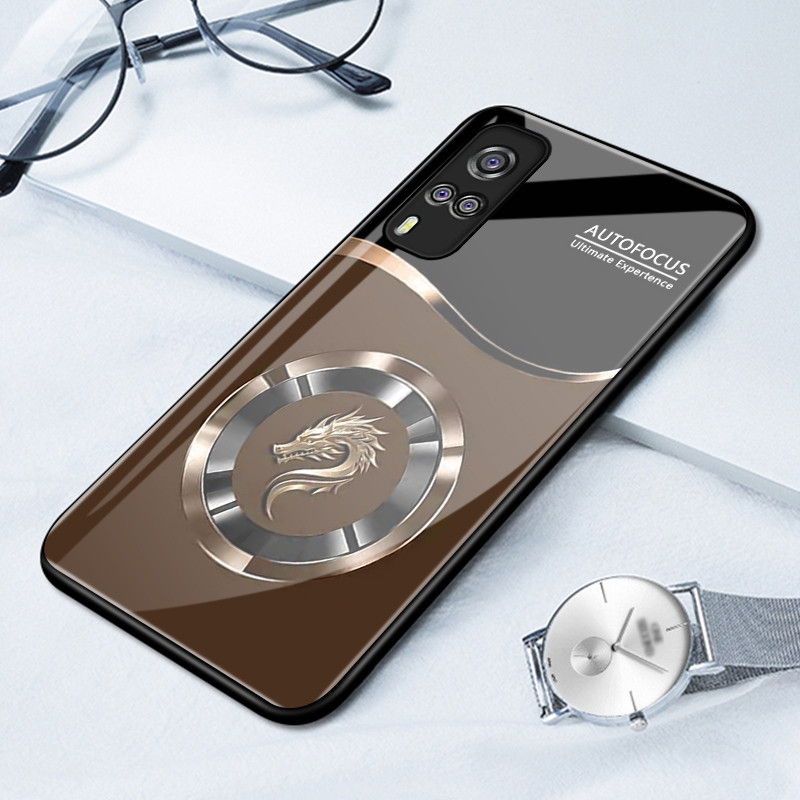 เคสสำหรับ VIVO Y51 2020 Y31 2021 Y51A 2021 Y53s Y33 เคสโทรศัพท์มังกรเปลือกแก้วกันกระแทก