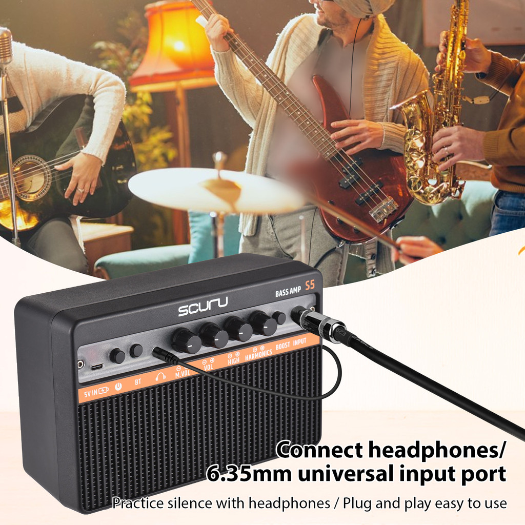 Dubth Scuru 20W ไฟฟ้าขนาดเล็กเบส Amp ลําโพงฝึกกีตาร์แบบพกพาสําหรับการแสดงถนนทุกวันแบบชาร์จไฟได้ A