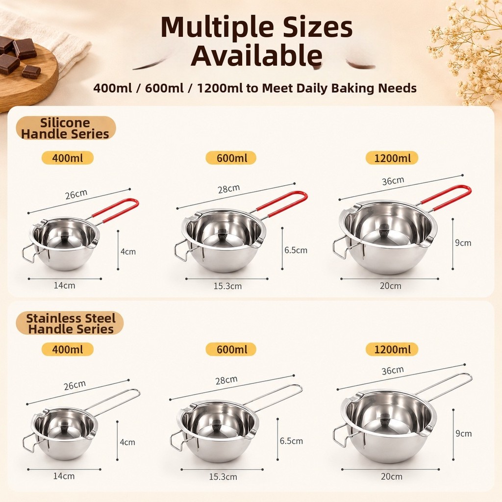 {ROLADY_}304 Stainless Steel Double Spout Bain Marie Melting Pot สําหรับเนยช็อคโกแลต