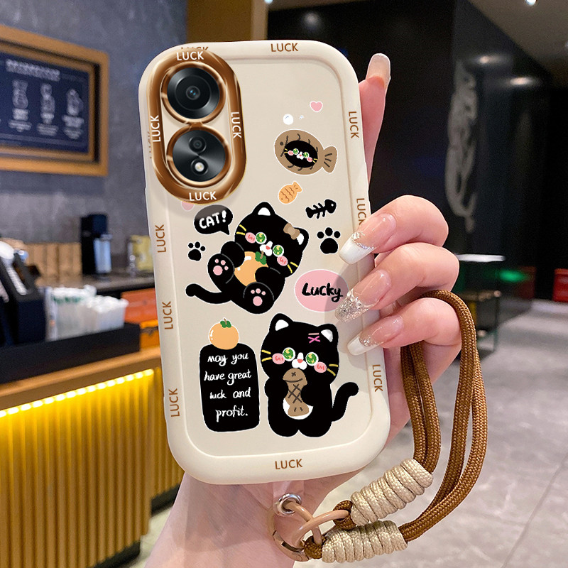 เคสสำหรับ OPPO A58 4G A58 5G A58X 5G A78 5G A1X 5G A2X 5G เคสโทรศัพท์แมวน่ารักซิลิโคนสายคล้องกันกระแทก