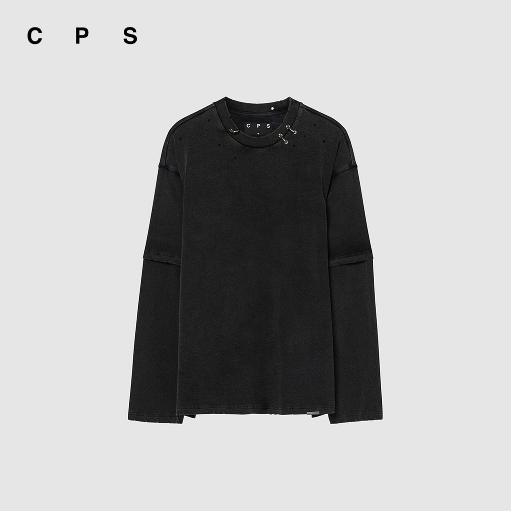 CPS เสื้อยืดฟอกแขนเสื้อซ้อน ผู้ชาย DOUBLE SLEEVE WASHED TEE รุ่น C26WGMA022 (AW26#A3)
