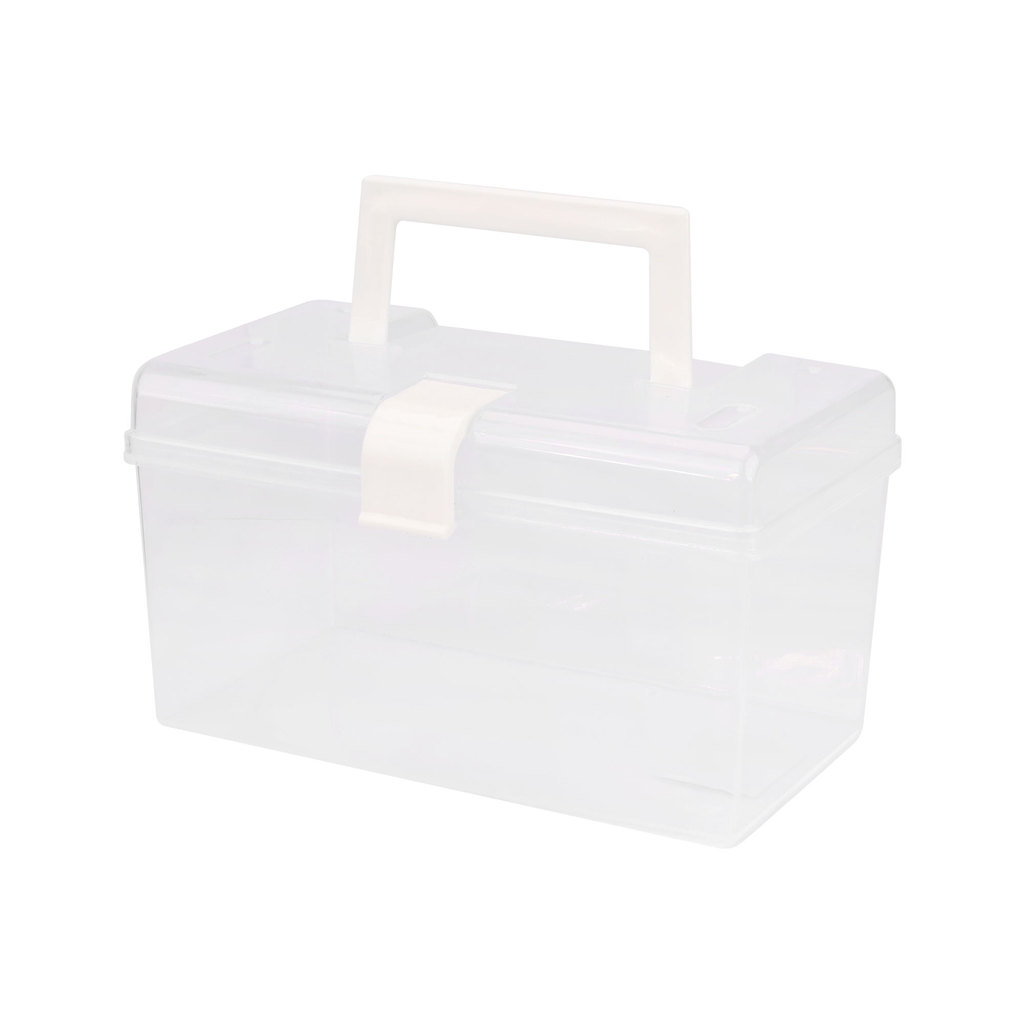 กล่องพลาสติกหูหิ้วฝาล็อก SANDI รุ่น UTBX-00014-S ขนาด 19.5 x 11 x 11.5 ซม. สีขาวใส