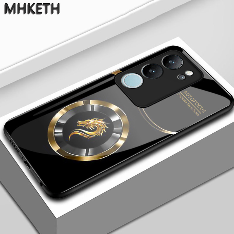 เคสสำหรับ VIVO V29 5G V29 Pro 5G V29E 5G V27 5G V27 Pro 5G เคสโทรศัพท์กระจกลายมังกรแบบปรับแต่งได้