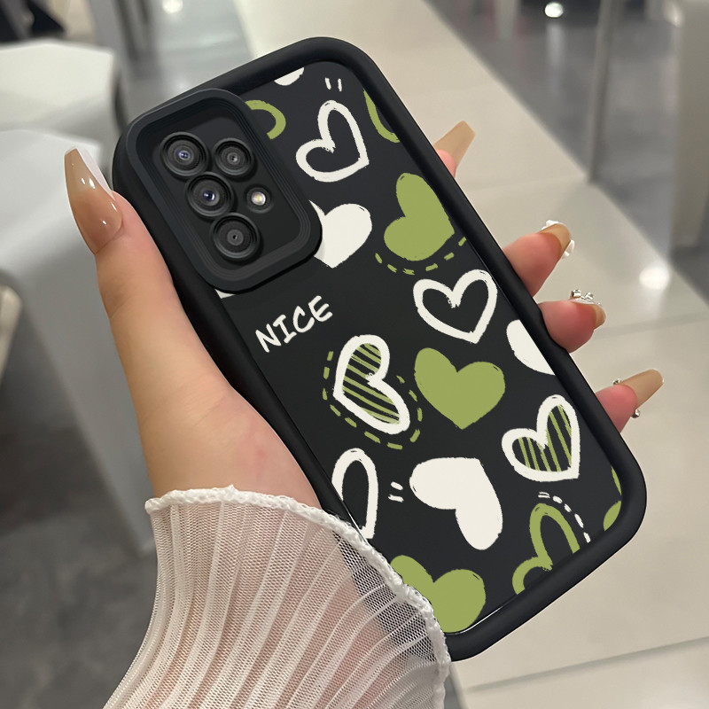เคสสำหรับ Samsung Galaxy A52 5G A52s เคสโทรศัพท์มีสีสันรูปหัวใจสามสีซิลิโคนกันกระแทก