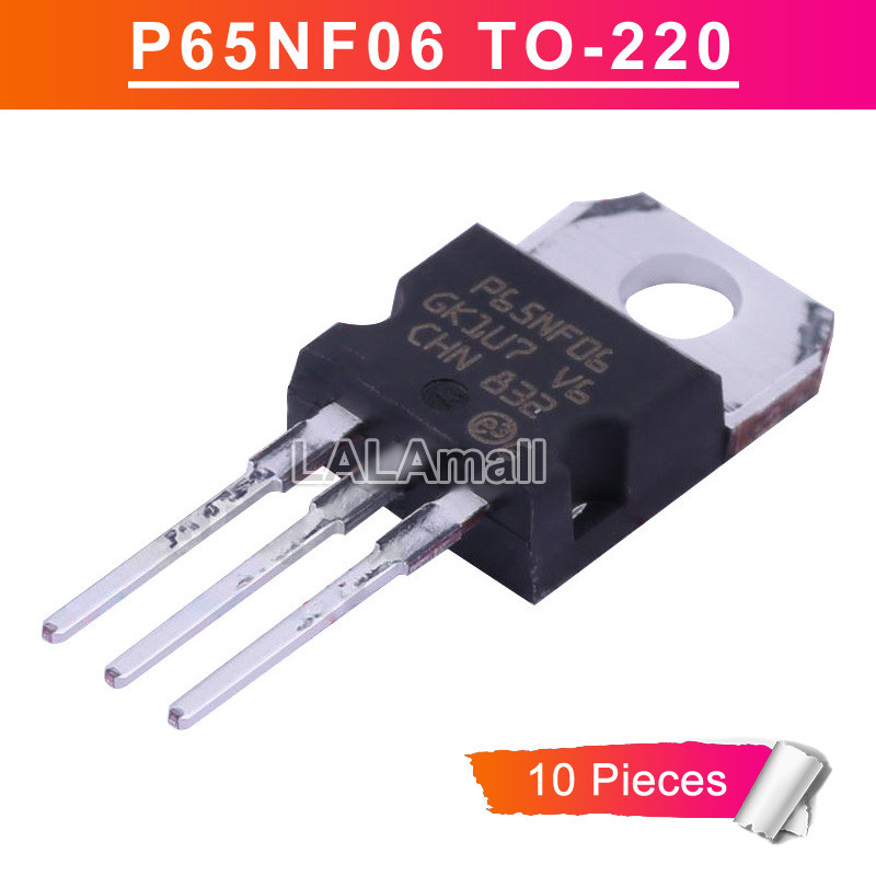 10pcs P65NF06 TO-220 STP65NF06 TO220 65NF06 60V/60A N-Channel Power MOSFET ทรานซิสเตอร์ใหม่เดิม